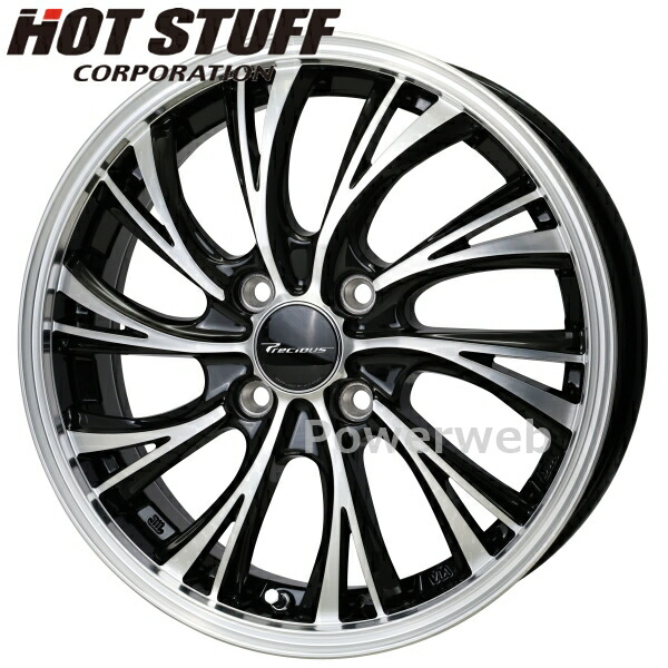 [ホイール1本(単品)] Precious HS-2 15インチ×4.5J PCD：100 穴数：4 インセット：45 メタリックブラックポリッシュ プレシャス HS2 HOT STUFF