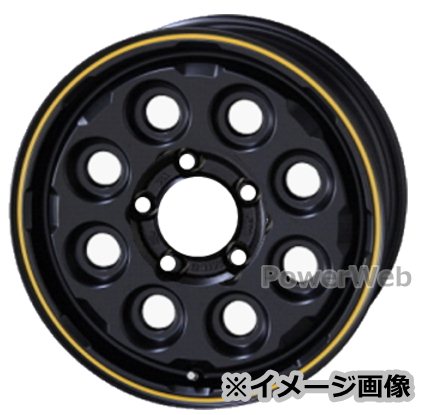 [ホイールのみ単品4本セット] / KYOHO PPX Mil:8 / 16インチ&times;5.5J PCD：139.7 穴数：5 インセット：0 / セミグロスブラック/イエローライン｜パワーウェブ２号店