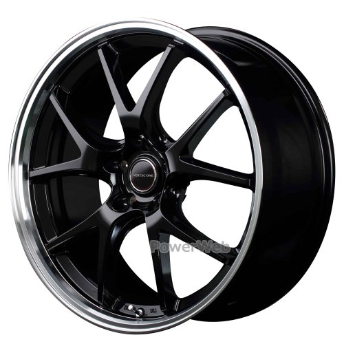 [ホイール1本(単品)] MID VERTEC ONE EXE5 グロッシーブラック/リムポリッシュ 18インチ×8.0J PCD：114.3 穴数：5 インセット：42