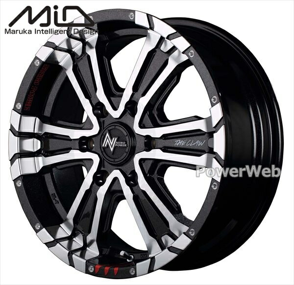 [ホイール1本(単品)] MID NITRO POWER CROSS CLAW Graffiti 15インチ×6.0J PCD：139.7 穴数：6 インセット：33 BK+ミラーカット/グラフィティ