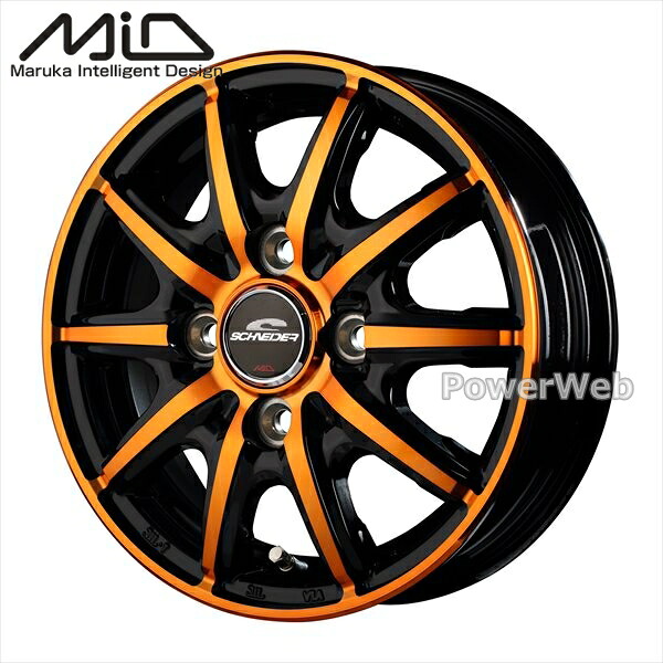 [ホイールのみ単品4本セット] MID SCHNEIDER RX10-K 14インチ&times;4.5J PCD：100 穴数：4 インセット：45 BKP/クリスタルオレンジクリア｜パワーウェブ２号店