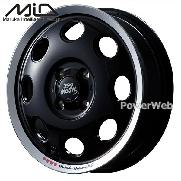 [ホイールのみ単品4本セット] MID 299 MOSH MANEKI 14インチ×4.5J PCD：100 穴数：4 インセット：45 クロ