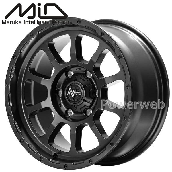 [ホイール1本(単品)] MID NITRO POWER M10 PERSHING BARREL BLACK EDITION 16インチ&times;6.5J PCD：139.7 穴数：6 インセット：38 バレルブラック｜パワーウェブ２号店