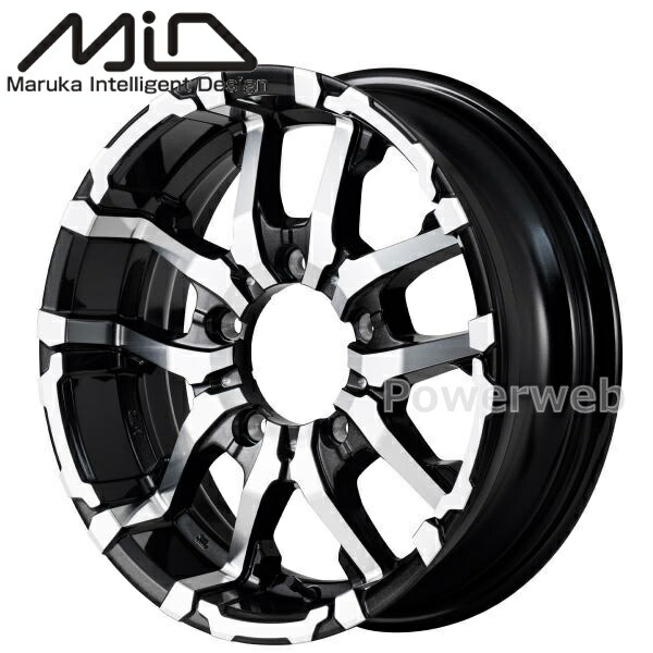 [ホイールのみ単品4本セット] MID NITRO POWER M26 CROSSFANG 16インチ×6.0J PCD：139.7 穴数：5 インセット：-5 ブラックメタリック/ミラーカット