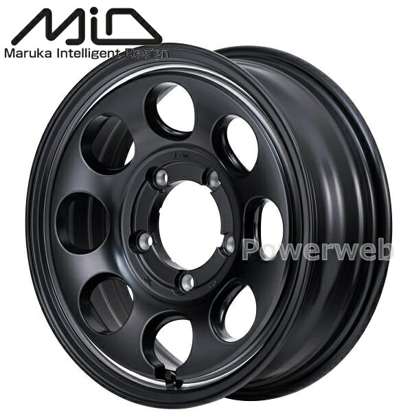 [ホイールのみ単品4本セット] MID GARCIA Palm8 16インチ&times;5.5J PCD：139.7 穴数：5 インセット：20 セミグロスブラック/ヴァーレイポリッシュ｜パワーウェブ２号店