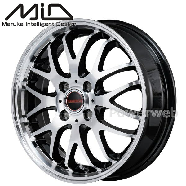 [ホイール1本(単品)] MID VERTEC ONE EXE10 Vselection 15インチ×4.5J PCD：100 穴数：4 インセット：45 ブラック/ミラーカット