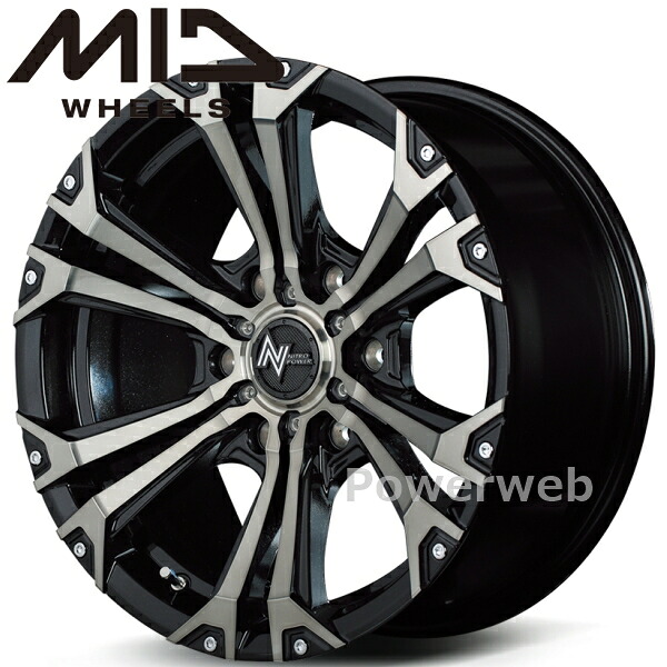 [ホイール1本(単品)] MID NITRO POWER JAVELIN 18インチ&times;8.0J PCD：139.7 穴数：6 インセット：20 ブラックメタリックポリッシュBKC＋ピアス&ミルド｜パワーウェブ２号店