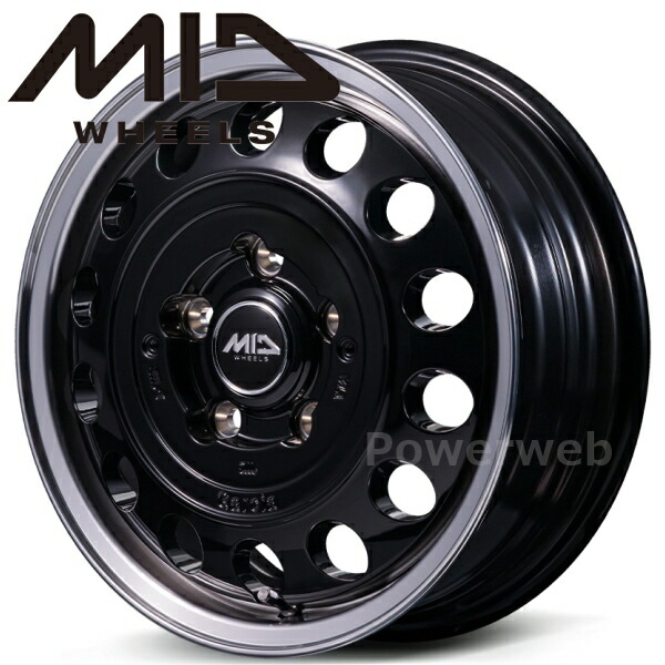 [ホイール1本(単品)] MID WHEELS Garcia CISCO TypeII 14インチ×5.0J PCD：114.3 穴数：5 インセット：48 ブラック/リムポリッシュ (ガルシア シスコ タイプ2) 16,279円