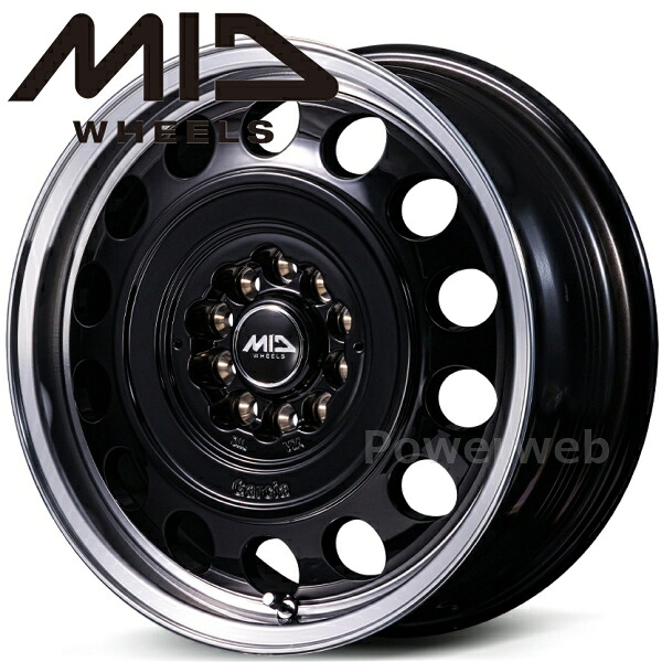[ホイール1本(単品)] MID WHEELS Garcia CISCO TypeII 16インチ&times;6.5J PCD：108/114.3 マルチ 穴数：10 (5H用) インセット：40 ブラック/リムポリッシュ (ガルシア シスコ タイプ2)｜パワーウェブ２号店