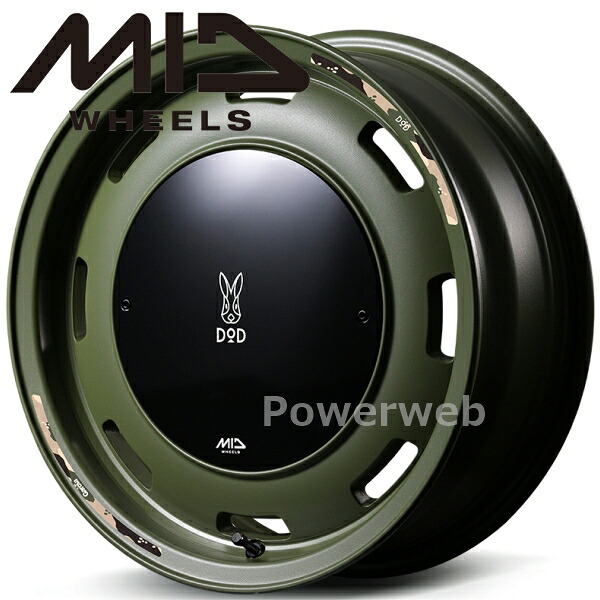 [ホイール1本(単品)] MID WHEELS×DOD ウシャリントバリ 15インチ×4.5J PCD：100 穴数：4 インセット：45 グロスセミODグリーン