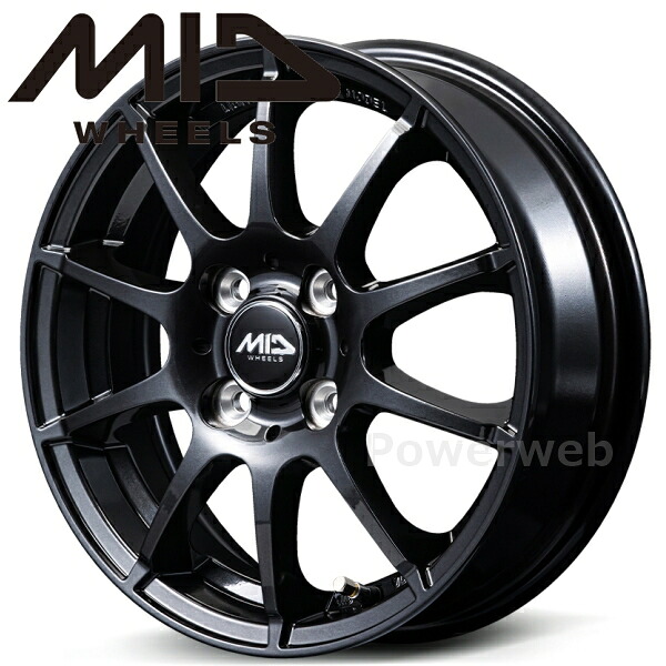 [ホイールのみ単品4本セット] MID StaG Type-H ホンダ純正12R球面仕様 14インチ×4.5J PCD：100 穴数：4 インセット：43 ストロングガンメタ スタッグ タイプH