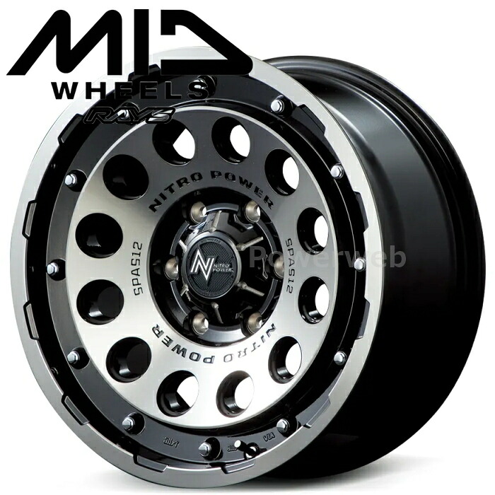 [ホイールのみ単品4本セット] MID NITRO POWER H12 SHOTGUN (ショットガン) 16インチ&times;7.0J PCD：114.3 穴数：5 インセット：40 ブラッククリア/マシニング (BKM) マルカサービス｜パワーウェブ２号店