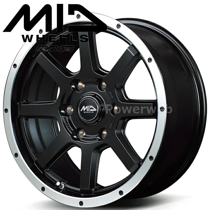 [ホイール1本(単品)] MID WHEELS WF-8 (WF8) 18インチ&times;7.5J PCD：139.7 穴数：6 インセット：60 セミグロスブラック/フランジポリッシュ (SBF) マルカサービス｜パワーウェブ２号店 16,992円