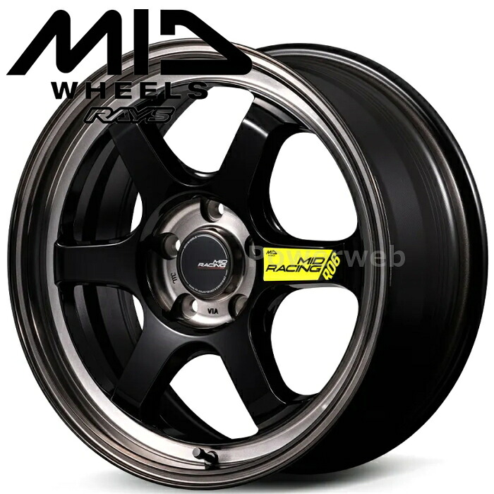 [ホイールのみ単品4本セット] MID RACING R06 17インチ&times;6.5J PCD：139.7 穴数：6 インセット：38 ブラッククリアポリッシュ (BKP) マルカサービス｜パワーウェブ２号店