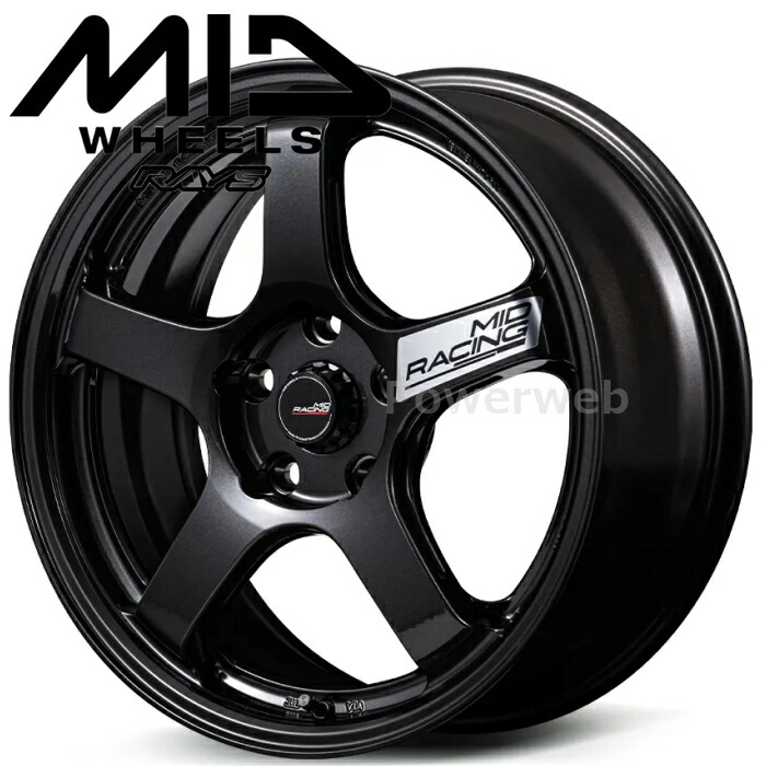 [ホイールのみ単品4本セット] MID RACING R50 EVO 17インチ&times;7.5J PCD：100 穴数：4 インセット：45 ブラックメタリック (BLM) マルカサービス｜パワーウェブ２号店