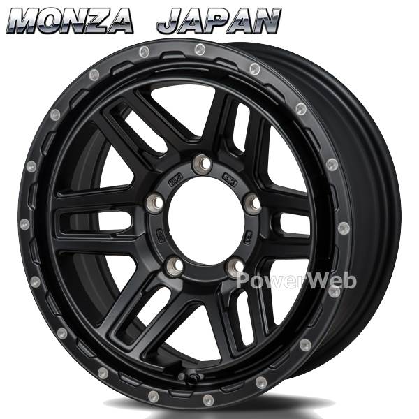 [ホイールのみ単品4本セット] MONZA JAPAN HI BLOCK ERDE 16インチ&times;5.5J PCD：139.7 穴数：5 インセット：22 サテンブラック/ミーリング｜パワーウェブ２号店