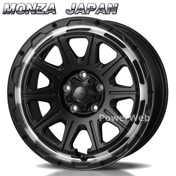 [ホイールのみ単品4本セット] MONZA JAPAN HI BLOCK REGULES 16インチ&times;7.0J PCD：114.3 穴数：5 インセット：41 サテンブラック/リムポリッシュ｜パワーウェブ２号店