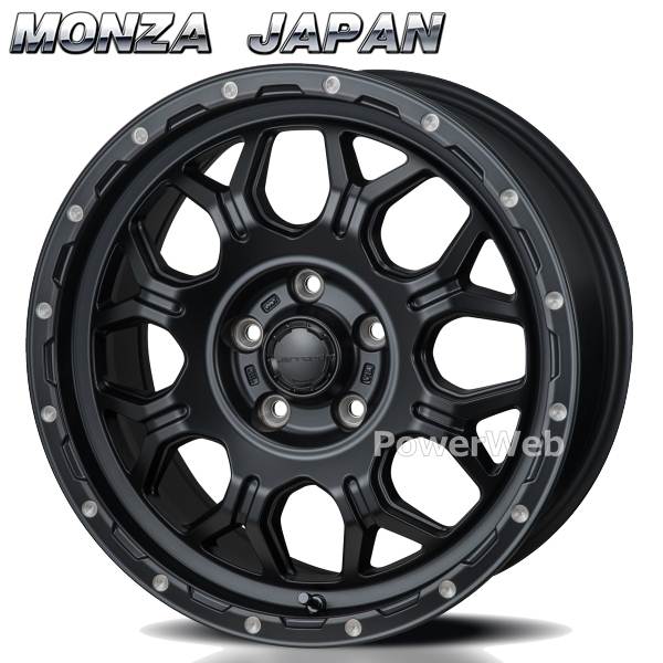 [ホイールのみ単品4本セット] MONZA JAPAN HI BLOCK JERRARD 16インチ&times;7.0J PCD：114.3 穴数：5 インセット：35 サテンブラック/ミーリング｜パワーウェブ２号店