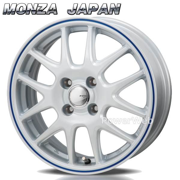 [ホイールのみ単品4本セット] MONZA JAPAN JP STYLE JEFA 15インチ&times;5.5J PCD：100 穴数：4 インセット：43 パールホワイト/ブルーライン｜パワーウェブ２号店 38,999円