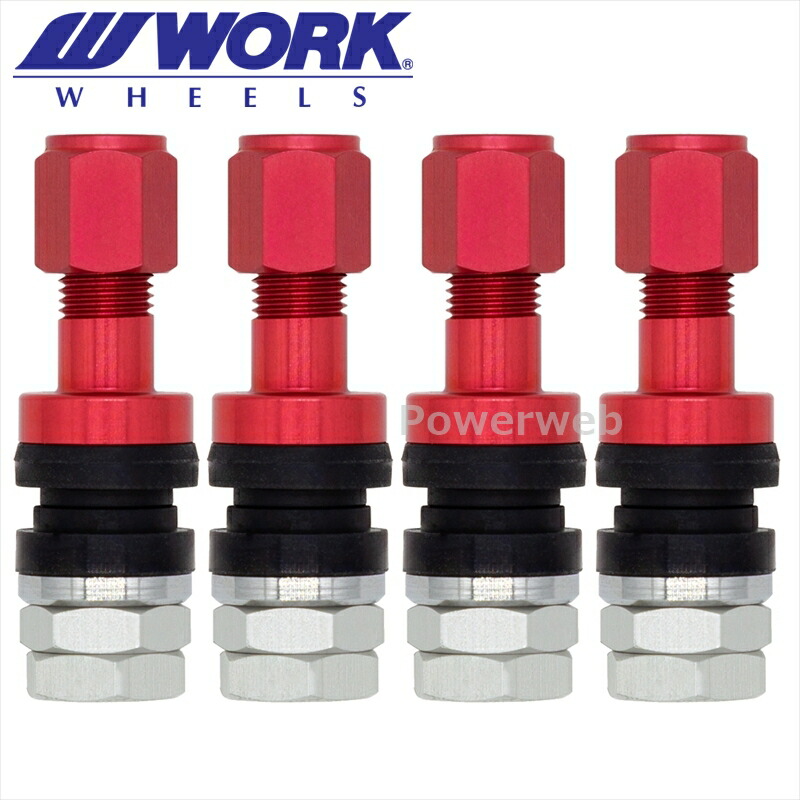 [180097] WORK (ワーク) エアバルブ S27A2R アルミ製 レッド 4個セット