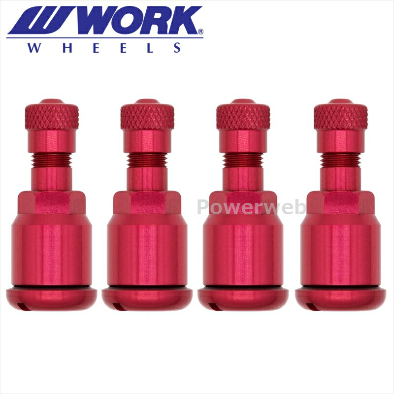[180131] WORK (ワーク) エアバルブ V45R アルミ製 レッド 4個セット