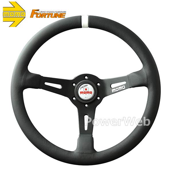MOMO FULL SPEED 348D 90mm DEEP ホワイトトップ ブラックレザー/ブラックスポーク ステアリング (モモ フルスピード)