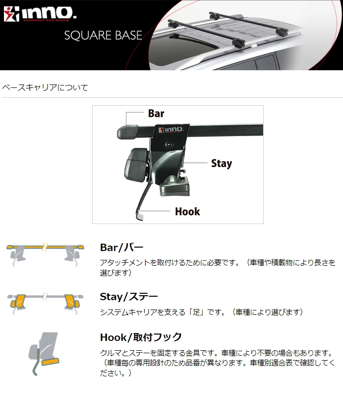 大切な INNO カーメイト 年式H15.10〜H20.10 INAR+INB127 標準ルーフ