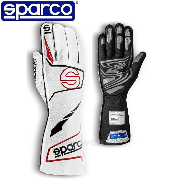 SPARCO FUTURA (フツーラ) レーシンググローブ 00136508BINR ホワイト/ブラック(BINR) XS(08) 認証：FIA 8856-2018 スパルコ