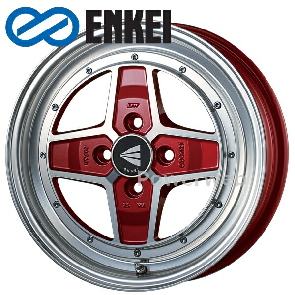 ENKEI エンケイ APACHE4本セット15インチ レッド & VITOUR 165/50R15 ホワイトレター*コペン/N ONE/タント/N BOX/ウェイク/キャスト ホイールのみ単品4本セット] ENKEI ⁄ APACHE 2 (MCBK) 15インチ×5.0J