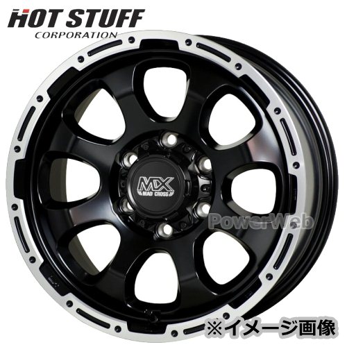 MAD CROSS GRACE (マッドクロス グレイス) 15インチ 6.0J PCD:139.7 穴数:6 inset:44 セミグロスブラック＆リムポリッシュ HOT STUFF [ホイール4本セット]｜PowerWeb