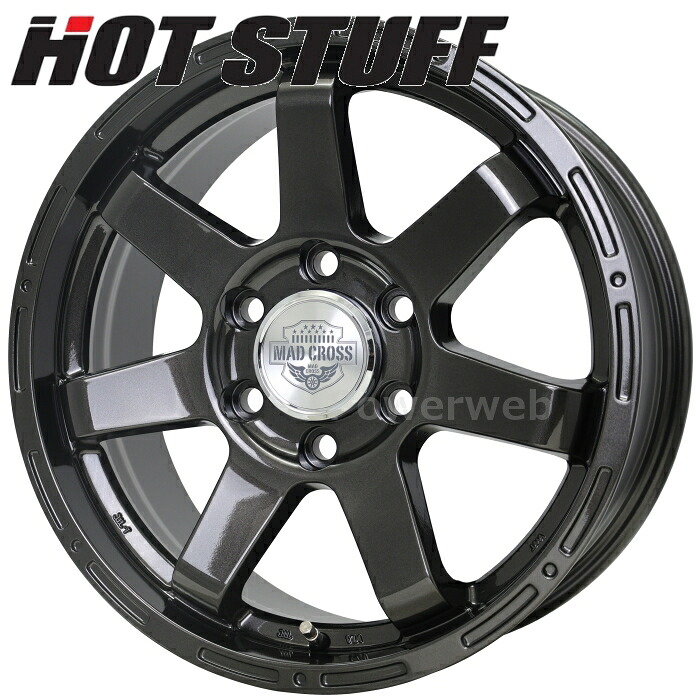 MAD CROSS MC76 18インチ 7.5J PCD:139.7 穴数:6 inset:65 トヨタ純正平面座 M14 ガンブラック (GBK) (マッド クロス MC-76) HOT STUFF (ホットスタッフ) [ホイール1本]