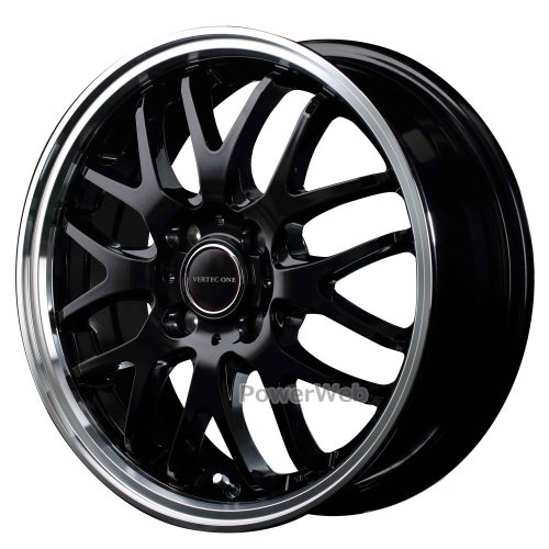 MID VERTEC ONE EXE10 (ヴァーテックワン EXE10) 15インチ 4.5J PCD:100 穴数:4 inset:45 グロッシーブラック/リムポリッシュ [ホイール4本セット]｜PowerWeb 39,065円