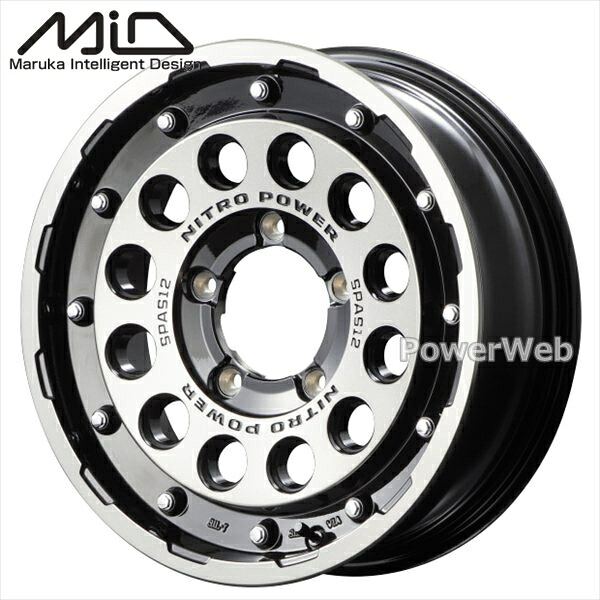 MID NITRO POWER H12 SHOTGUN (ナイトロ パワー ショットガン) 15インチ 6.0J PCD:139.7 穴数:5 inset:-5 ブラッククリア/マシニング [ホイール1本]｜PowerWeb