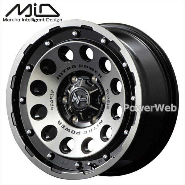 MID NITRO POWER H12 SHOTGUN (ナイトロ パワー ショットガン) 16インチ 6.5J PCD:139.7 穴数:6 inset:38 ブラッククリア/マシニング [ホイール1本]｜PowerWeb