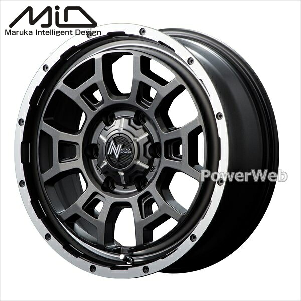MID NITRO POWER H6 SLUG (ナイトロ パワー スラッグ) 16インチ 6.5J PCD:139.7 穴数:6 inset:48 セミグロスガンメタ/フランジDC/リムヴァーレイ [ホイール1本]｜PowerWeb