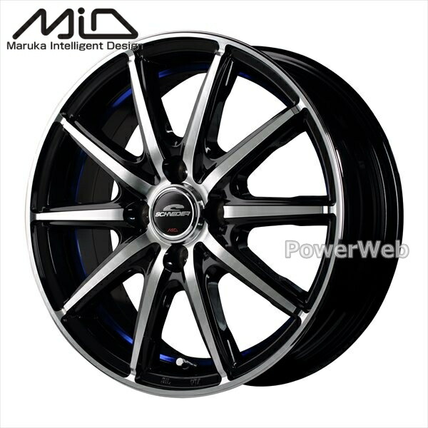 MID SCHNEIDER SX-2 (シュナイダー SX2) 14インチ 4.5J PCD:100 穴数:4 inset:45 BKP/アンダーカットブルークリア [ホイール1本]｜PowerWeb