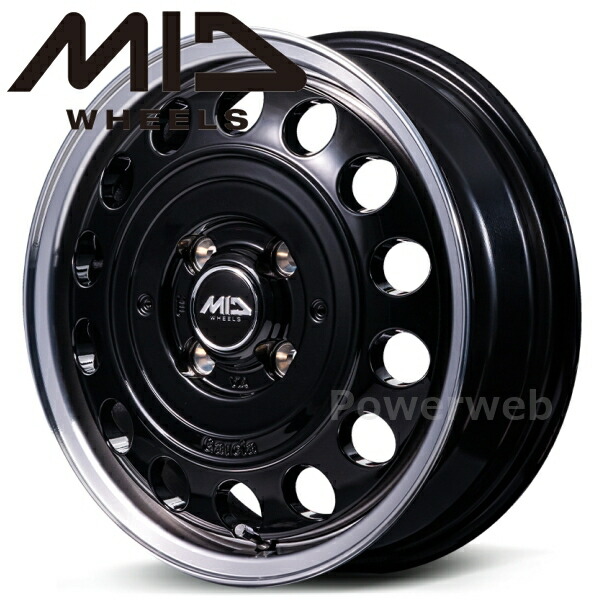 MID WHEELS Garcia CISCO TypeII 14インチ 4.5J PCD:100 穴数:4 inset:45 ブラック/リムポリッシュ (ガルシア シスコ タイプ2) [ホイール4本セット]