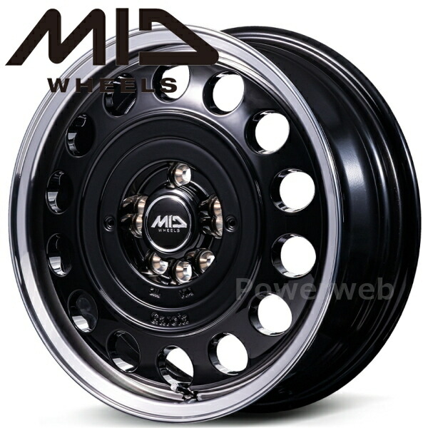 MID WHEELS Garcia CISCO TypeII 15インチ 5.5J PCD:100 穴数:9(4/5Hマルチ) inset:40 ブラック/リムポリッシュ (ガルシア シスコ タイプ2) [ホイール1本]