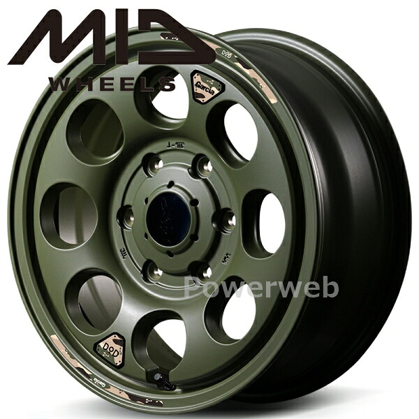MID WHEELS×DOD ウシャリン 15インチ 6.0J PCD:139.7 穴数:6 inset:33 セミグロスODグリーン [ホイール1本]