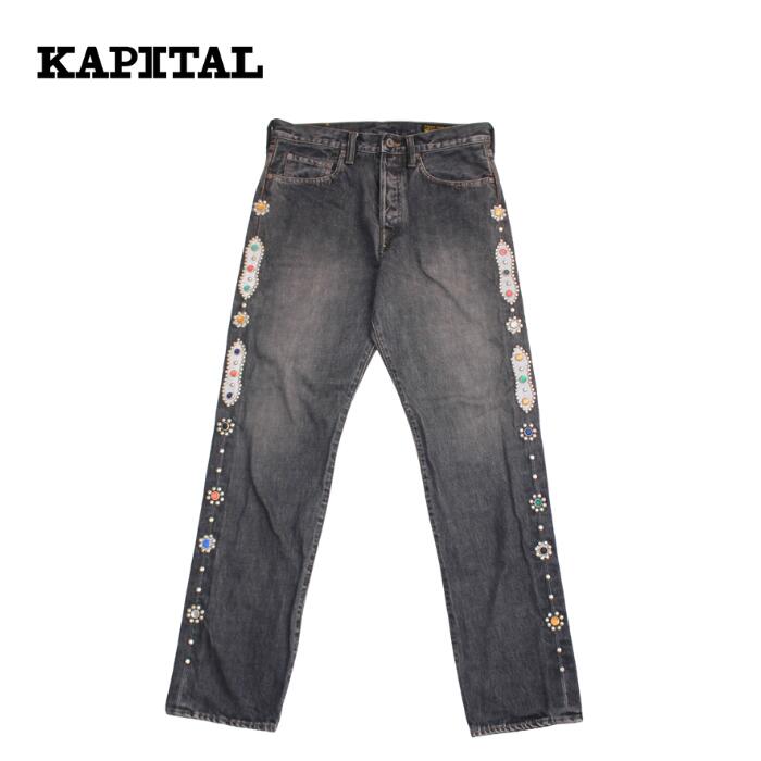 KAPITAL　14oz ブラックデニム5PモンキーCISCO（スタッズリメイク）　EK-1243LPB　キャピタル kapital デニムパンツ 加工｜Powwow Trading Post