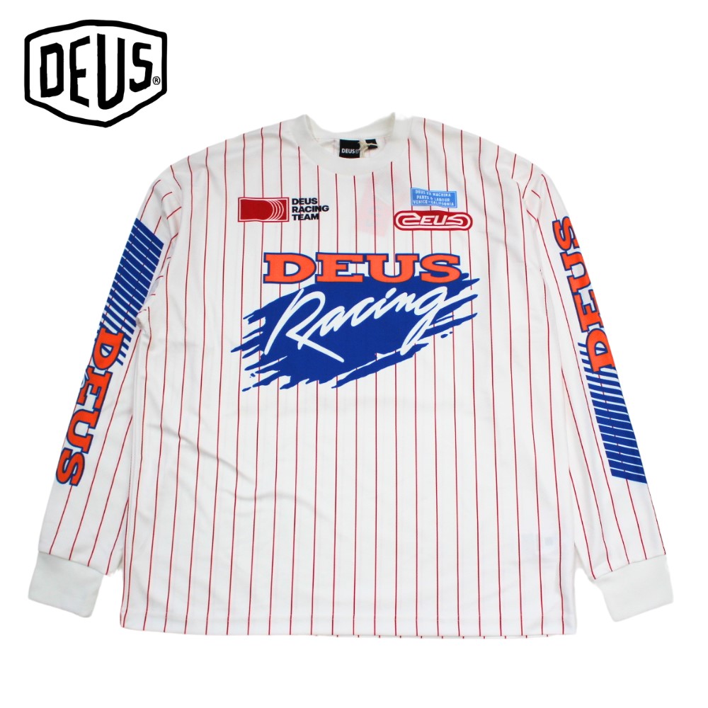 DEUS EX MACHINA TRACKSTAR MOTO JERSEY DMP231716 デウス 抽出エキス マキナ モトジャージ メンズ メンズジャージ メッシュ 長袖 ロンT ヴィンテージホワイト ポリエステル
