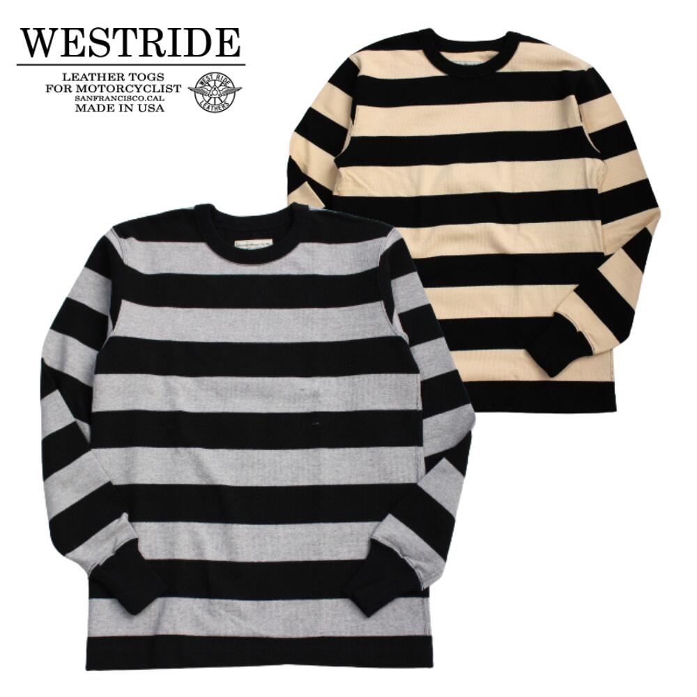 WESTRIDE ウエストライド HEAVY BORDER LONG TEE BLK/H.GRY BLK/CRM ヘビーボーダーロングプルオーバー メンズ メンズロンT 長袖 自動自転車 バイ鉄道車両 アメカジ アメカジファッション バイカーファッション 皮膚軟化剤 薄墨色