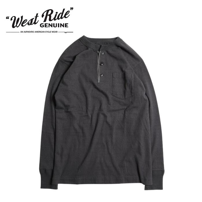 gm/ WEST RIDE ウエストライド VINTAGE HENLY NECK BLK ヴィンテージヘンリーネック メンズ ティーシャツ 長袖 ロンT 自動二輪車 バイ鉄道車両 アメカジ west ride