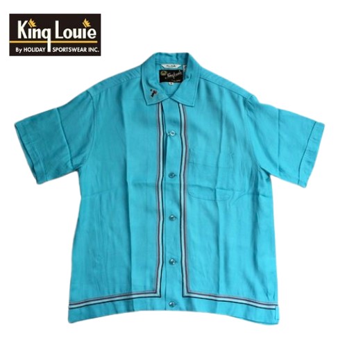 KING LOUIE キングルイ by Holiday BRAID TRIM SHIRT KL38667　キングルイ レーヨン ボーリングシャツ 半袖 メンズシャツ アメカジ 日本製 ターコイズ｜Powwow Trading Post