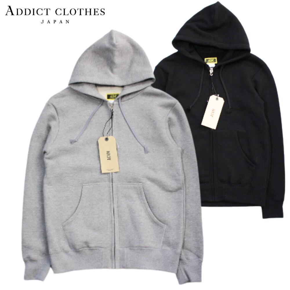 ADDICT CLOTHES  アディクトクローズ  ACV-SW01 FLEECE LINED ZIP-UP HOODIE  裏フリース ジップアップ フーディ パーカー メンズ メンズフーディ アメカジ 裏起毛 綿織物