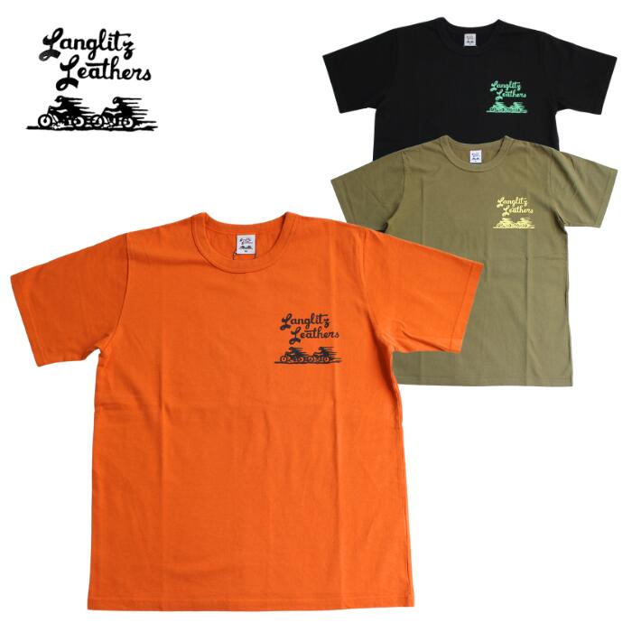 Langlitz Leathers ラングリッツレザーズ S/S T-SHIRT LLC-003 Type-A 半袖ティーシャツ 刷り上げる メンズ 自動二輪車 バイ鉄道車両 日本製