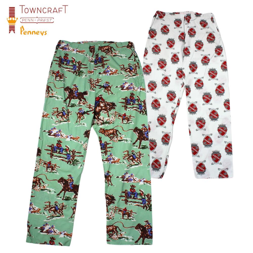 TOWNCRAFT PRINTED 2PARTS PANT 町手工芸品 ズボン下 ユニ一発やる メンズ 刷り上げるズボン下 今めかしい 綿織物 晩ご飯 ハート形ジャケット冠 イージーパンツ