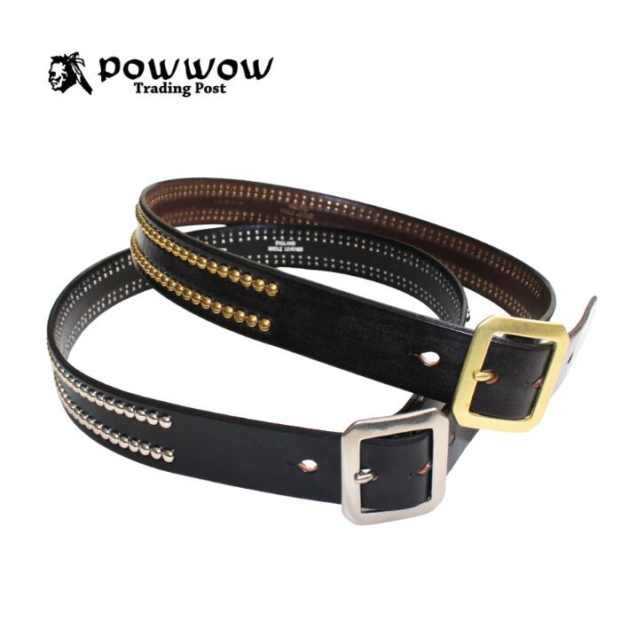 POWWOW Trading Post  ORIGINAL LEATHER BELT Studded custom J \u0026 E Sedgwick \u0026 Co Bridle leather Double Butts パウワウ オリジナルレザーベルト スタッズカスタム 牛皮 ブライドルレザー 日本製