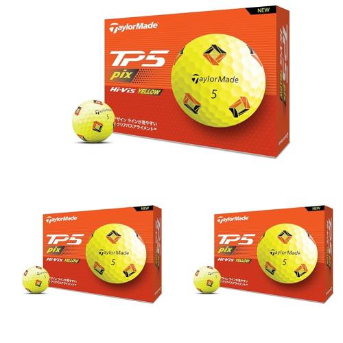 テーラーメイド(TAYLOR MADE) TMJ24 TP5 pix YLW JPN 12個入り ティーピーファイブ ピックス イエロー ゴルフボール 2024年モデル イエロー (× 3)