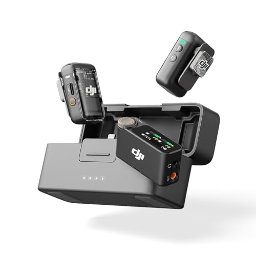 DJI Mic 2（トランスミッター×2 + レシーバー×1 + 充電ケース） オールインワン型ワイヤレスマイク スマートノイズキャンセリング 32bitフロート内部収録 伝送距離250m iPhoneマイク カメラ対応 アンドロイド用マイク